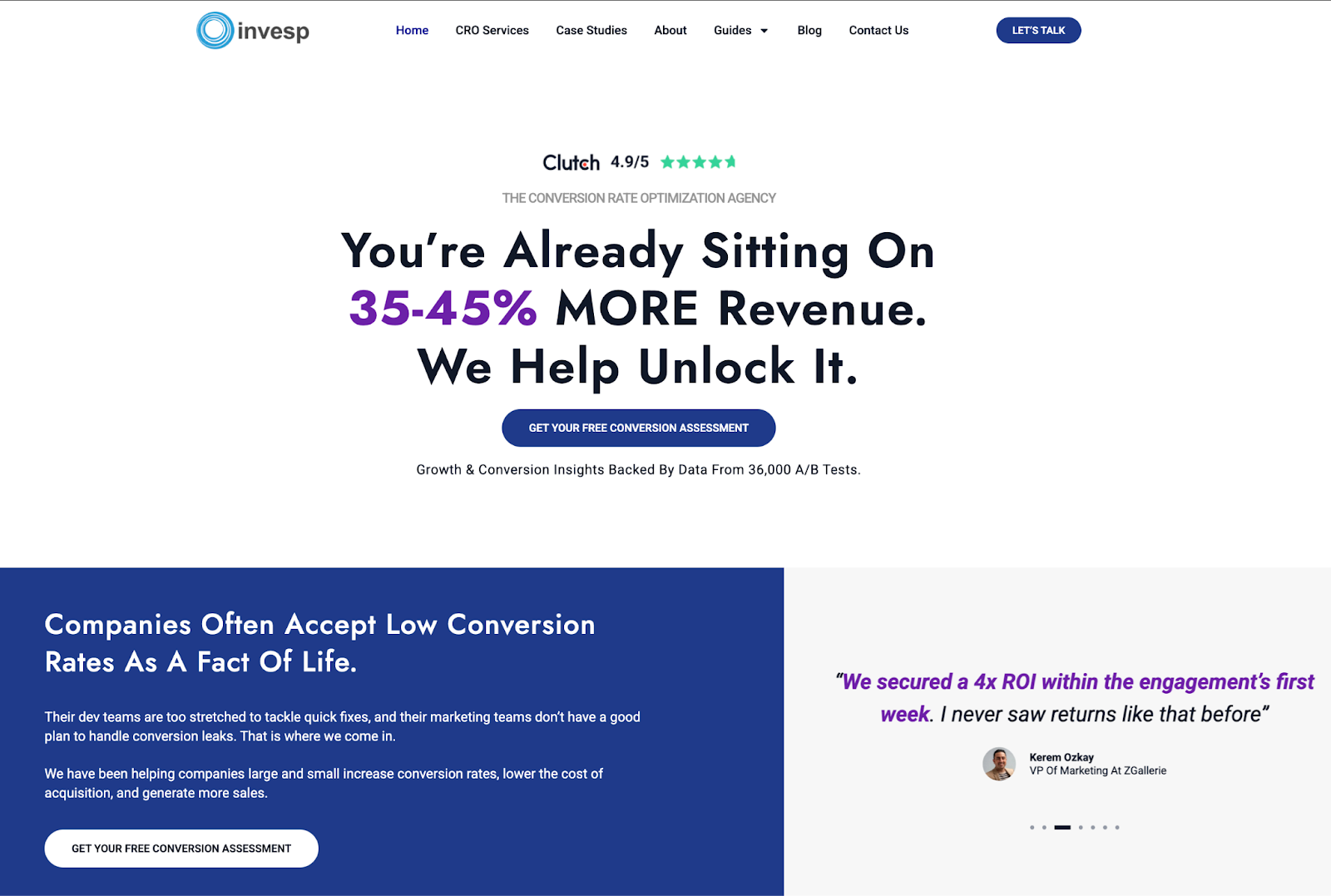 Invesp value proposition example 