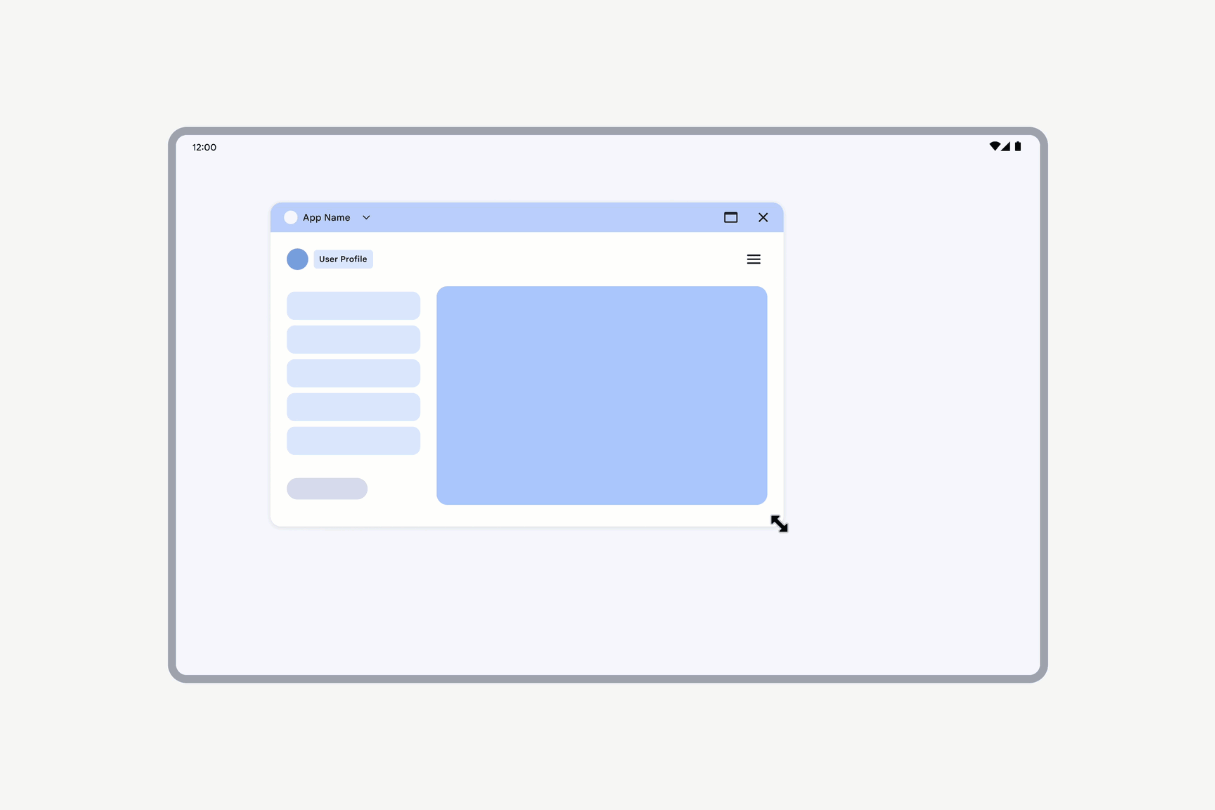 Animation of app being resized. UI scales to fill the desktop window.