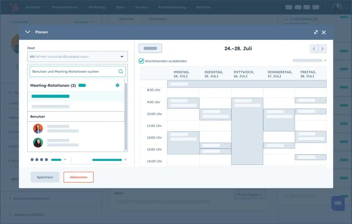 Meeting Scheduler Software UI mit Terminbuchung