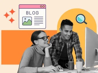 Man and woman reading quality content on a computer