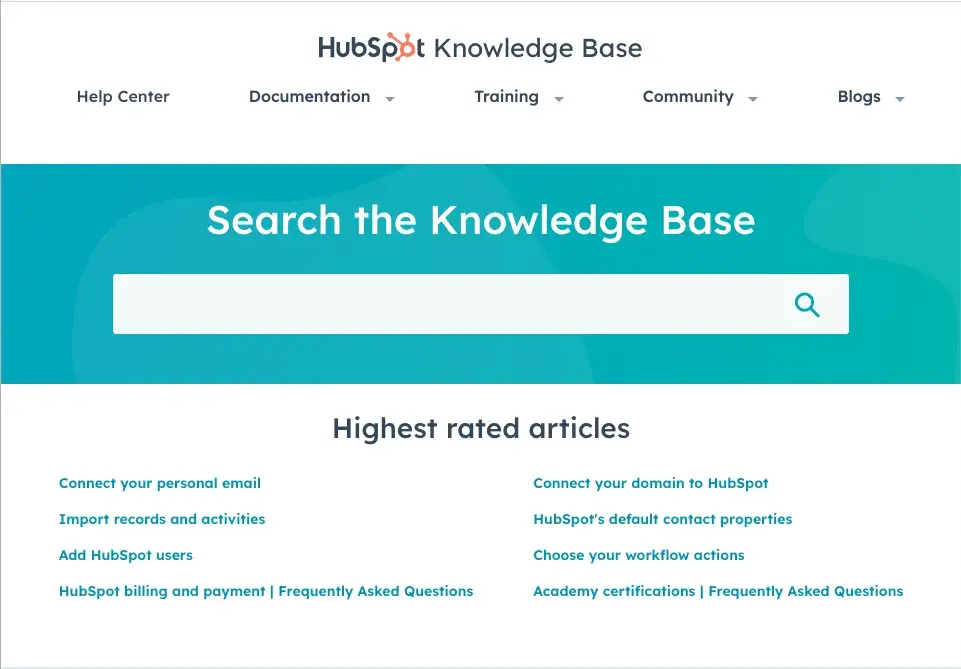 hubspot knowledge base example