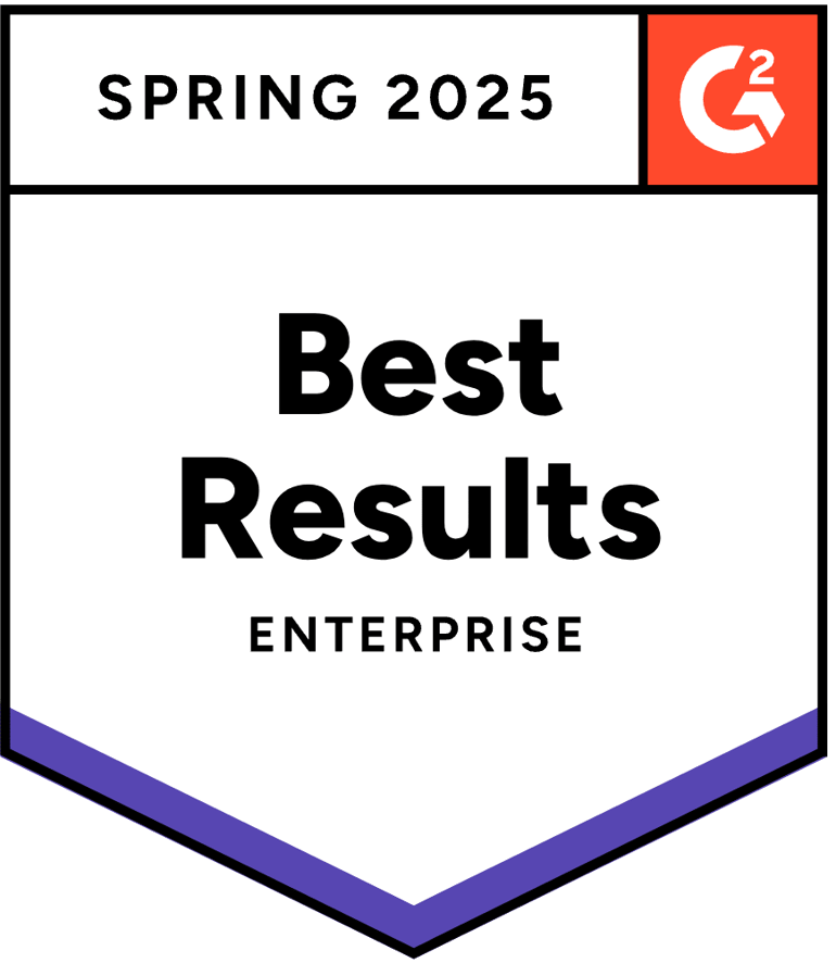G2-Badge für Best Results Enterprise Winter 2023