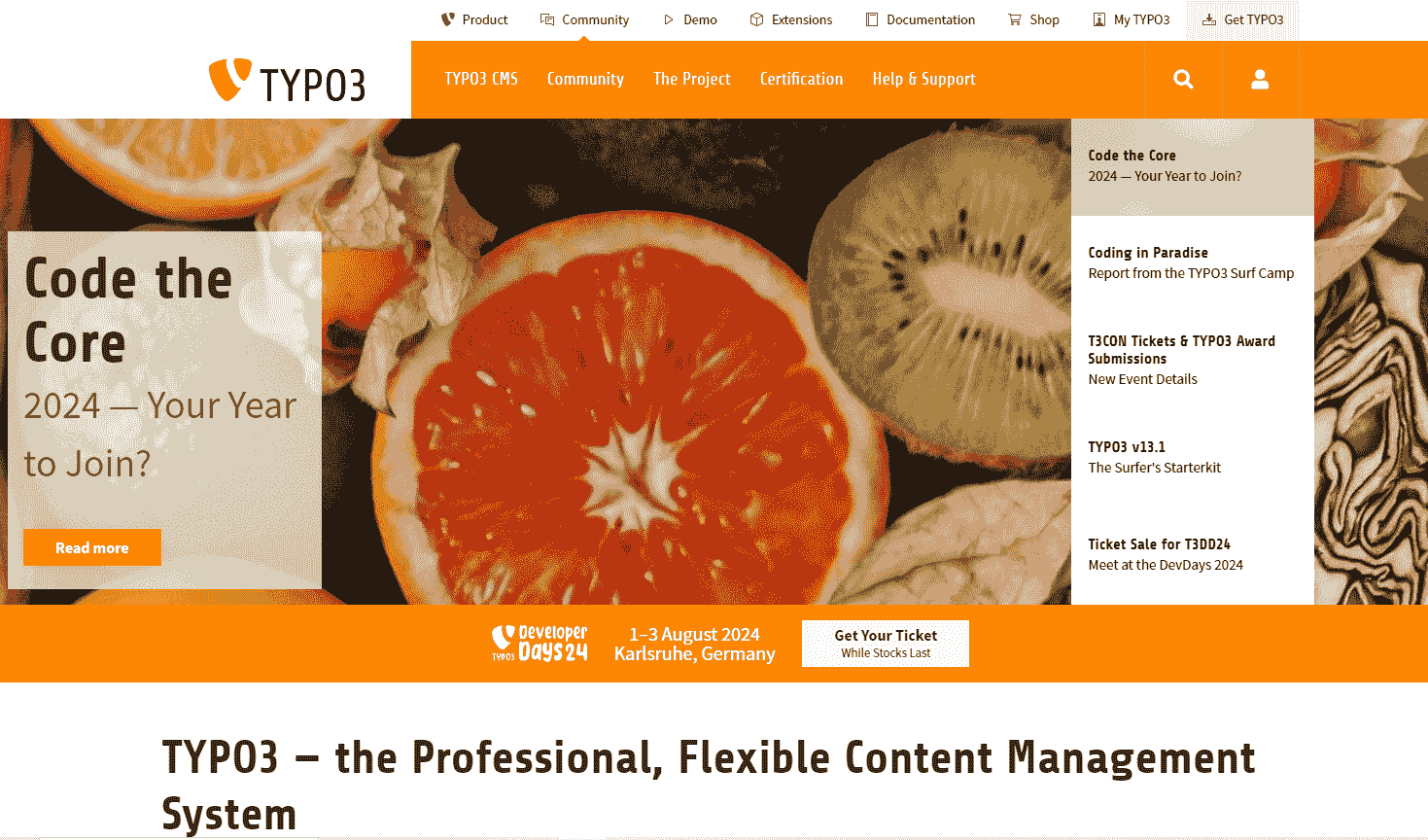 Screenshot CMS-System TYPO3