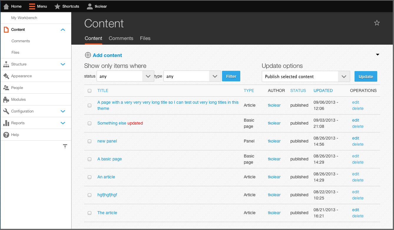 Screenshot CMS-System Drupal