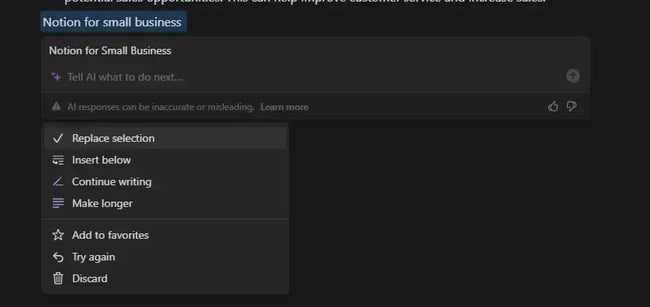 Screenshot aus Notion mit einem Experiment, dass die KI testet