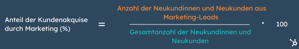 Formel fuer die Marketing KPI Anteil der Kundenakquise durch Marketing