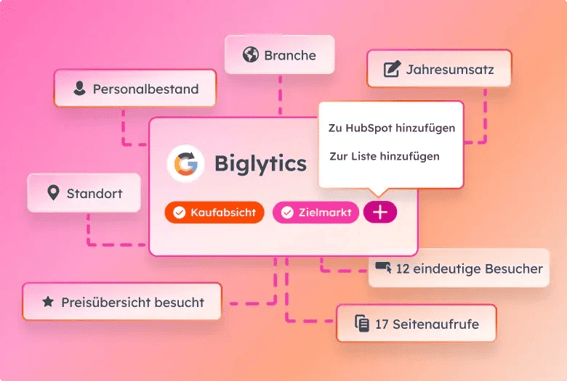 Vereinfachte Benutzeroberfläche, die die Möglichkeit bietet, Unternehmensdaten in Ihrem CRM-System mit Breeze Intelligence anzureichern