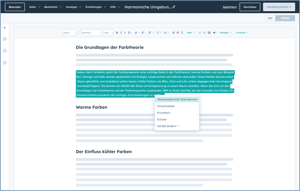 Ein Text wird mithilfe von KI markengerecht überarbeitet