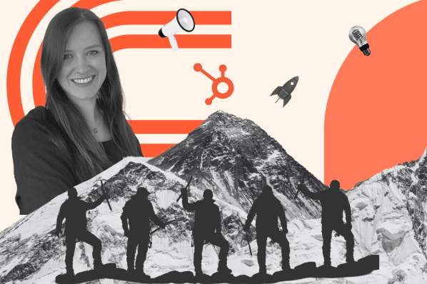 Symbolische Darstellung von HubSpot und Jennifer Lapp, die durch die Operation Everest führen