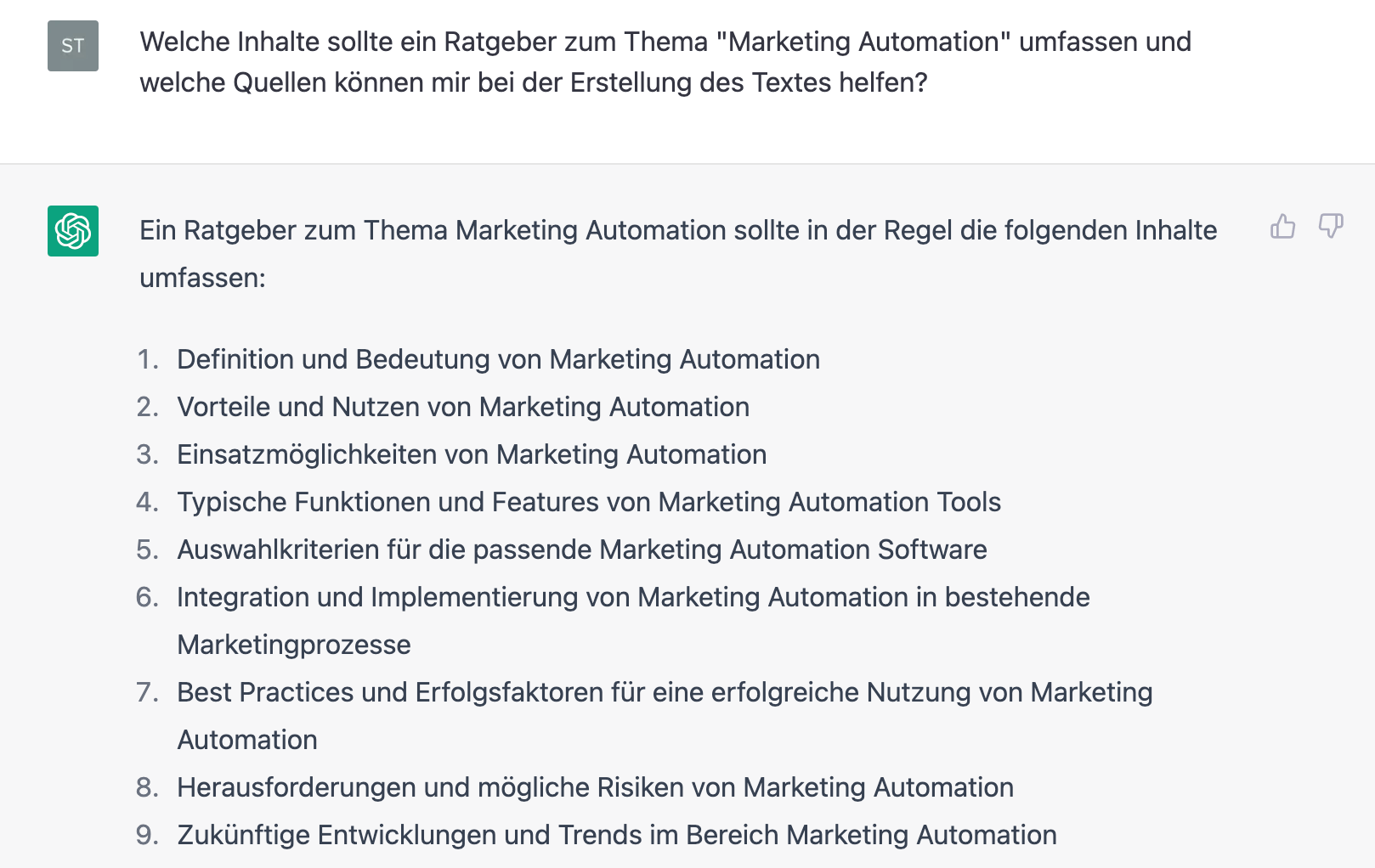 ChatGPT-Prompt zum Finden von Content-Ideen